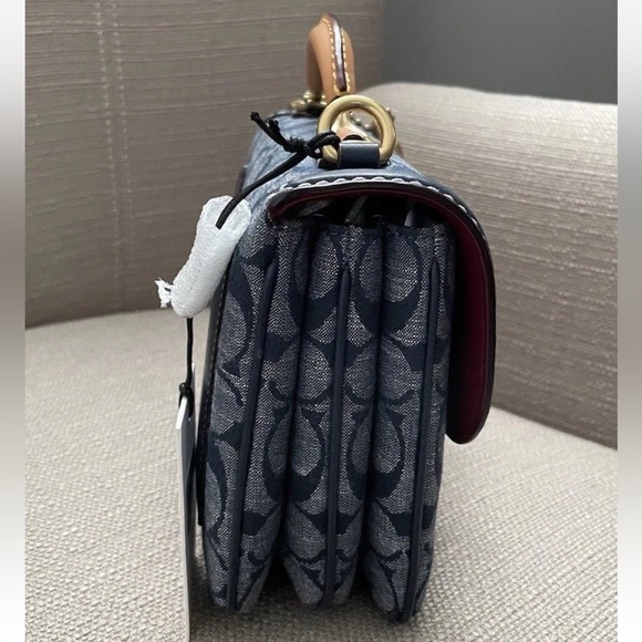 Coach Riley Top Handle 22 bag In Signature Chambray Denim Multi New - Picture 6 of 15